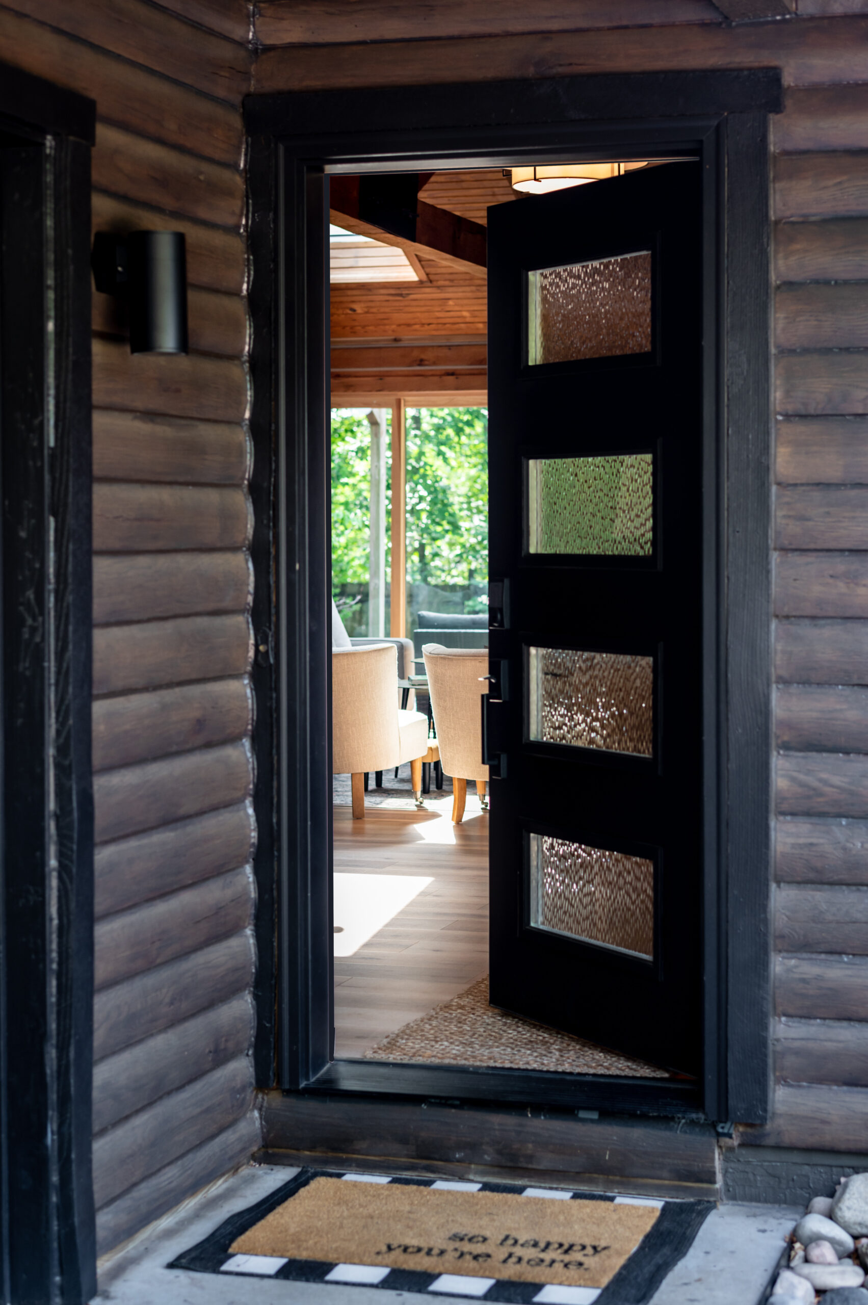 A mid-century modern oasis, Rustic log cabins Interior Design Photoshoot