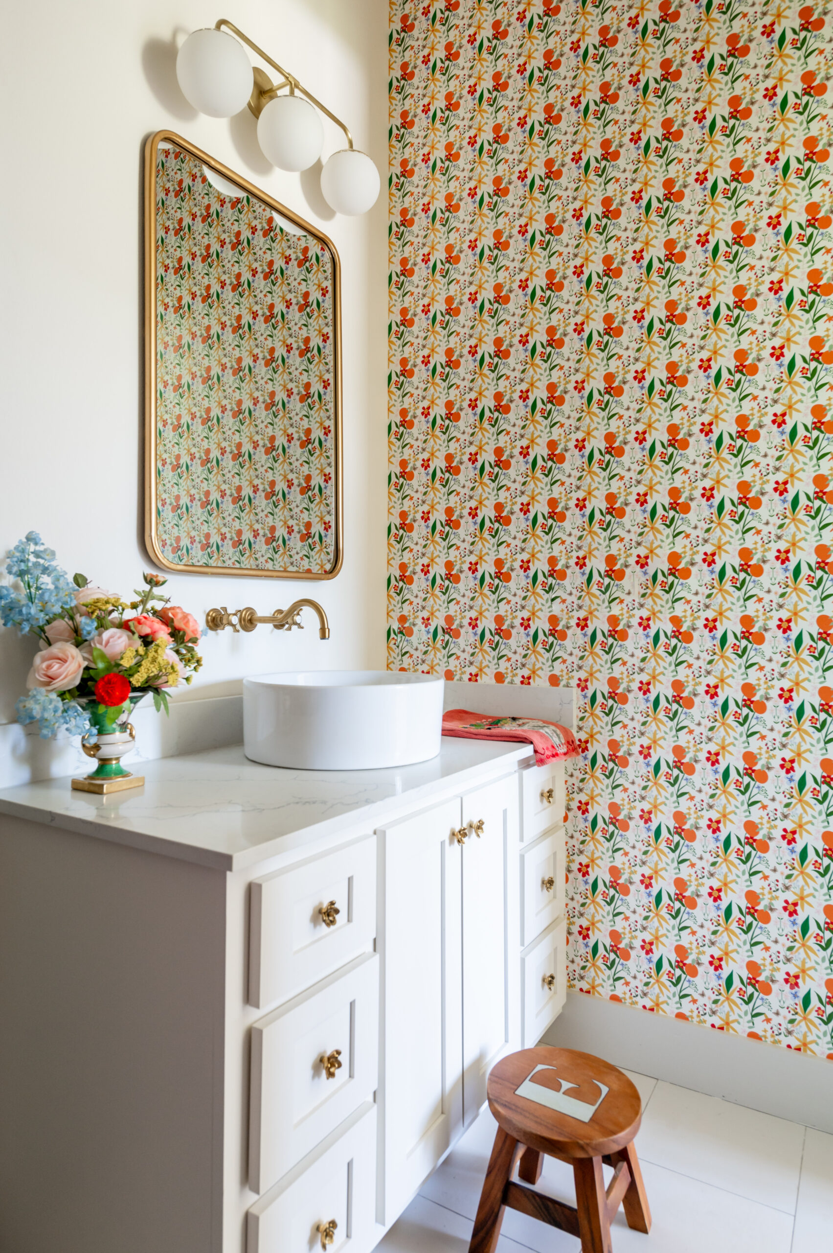 Texas Interior designer photography session with vibrant colors and personality-infused wallpapers