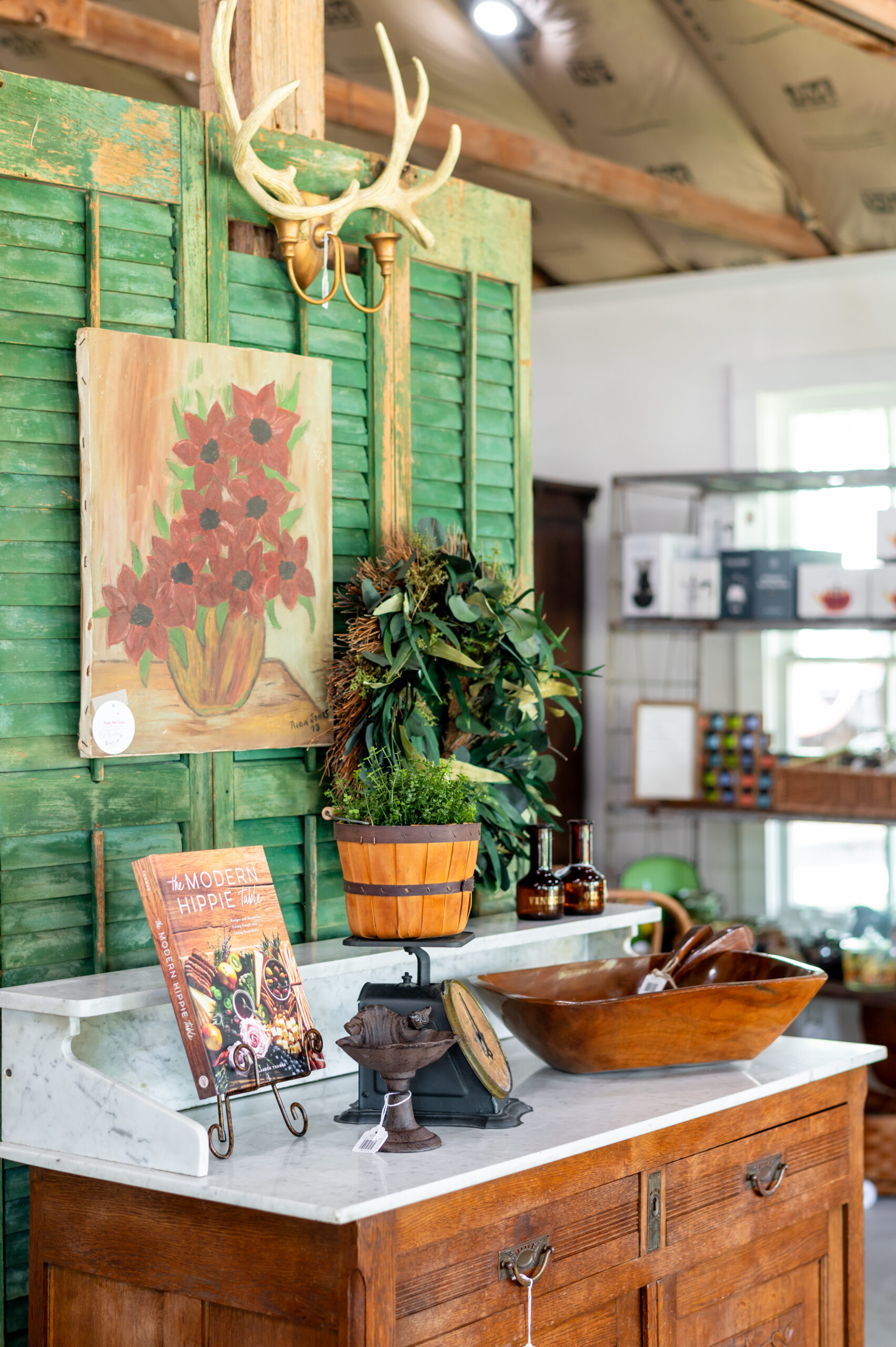 Interior design photography of rustic decor at The Roost & Flown the Coop