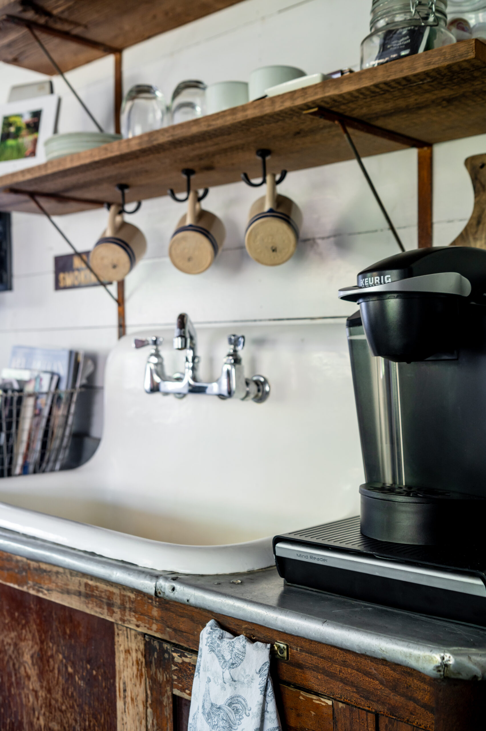 Coffee station in a rustic kitchen