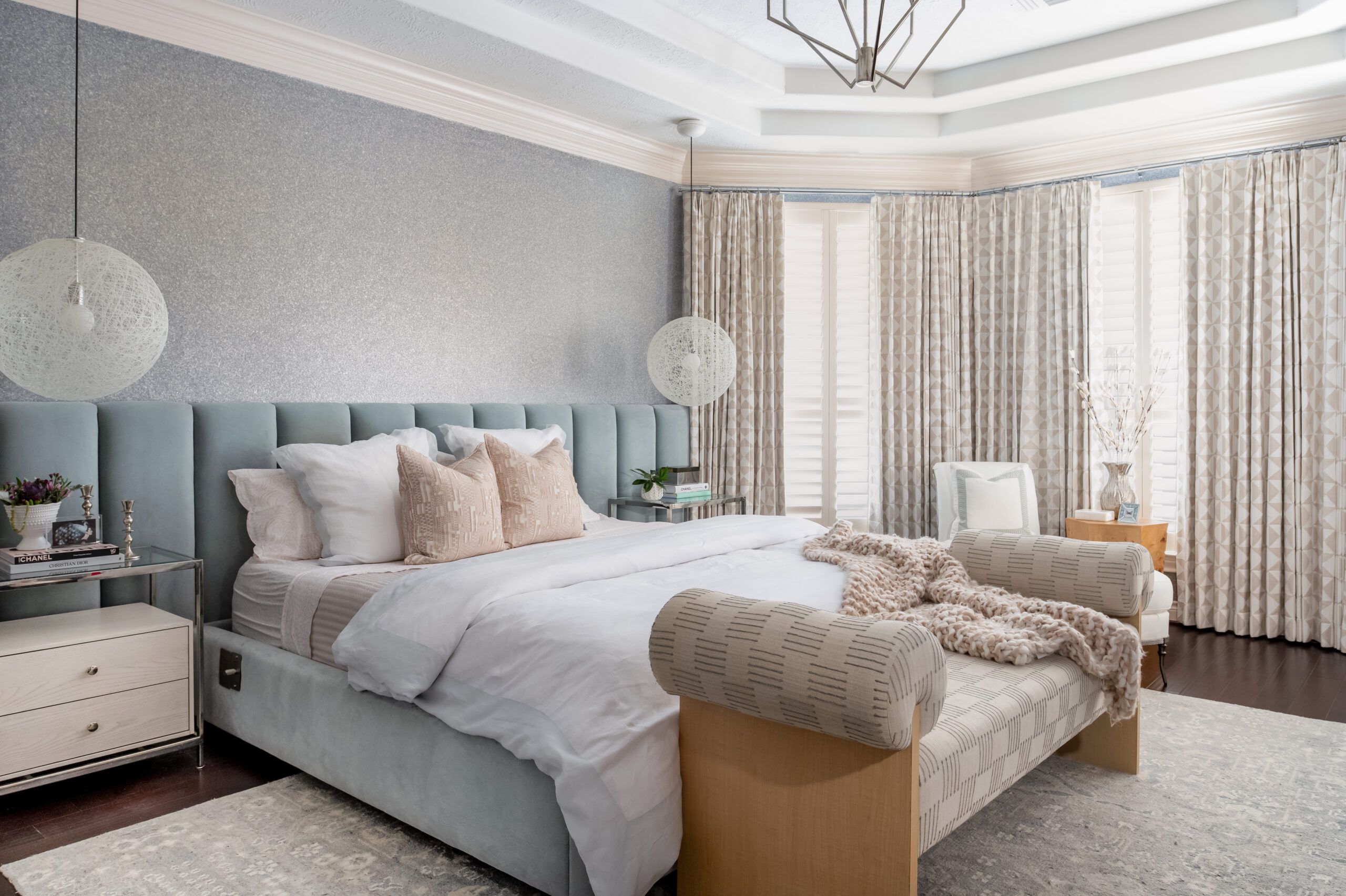 Bright minimalistic bedroom interior design