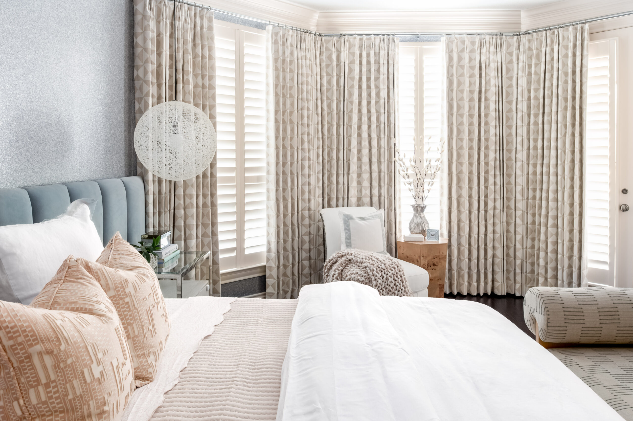 Bright minimalistic bedroom interior design