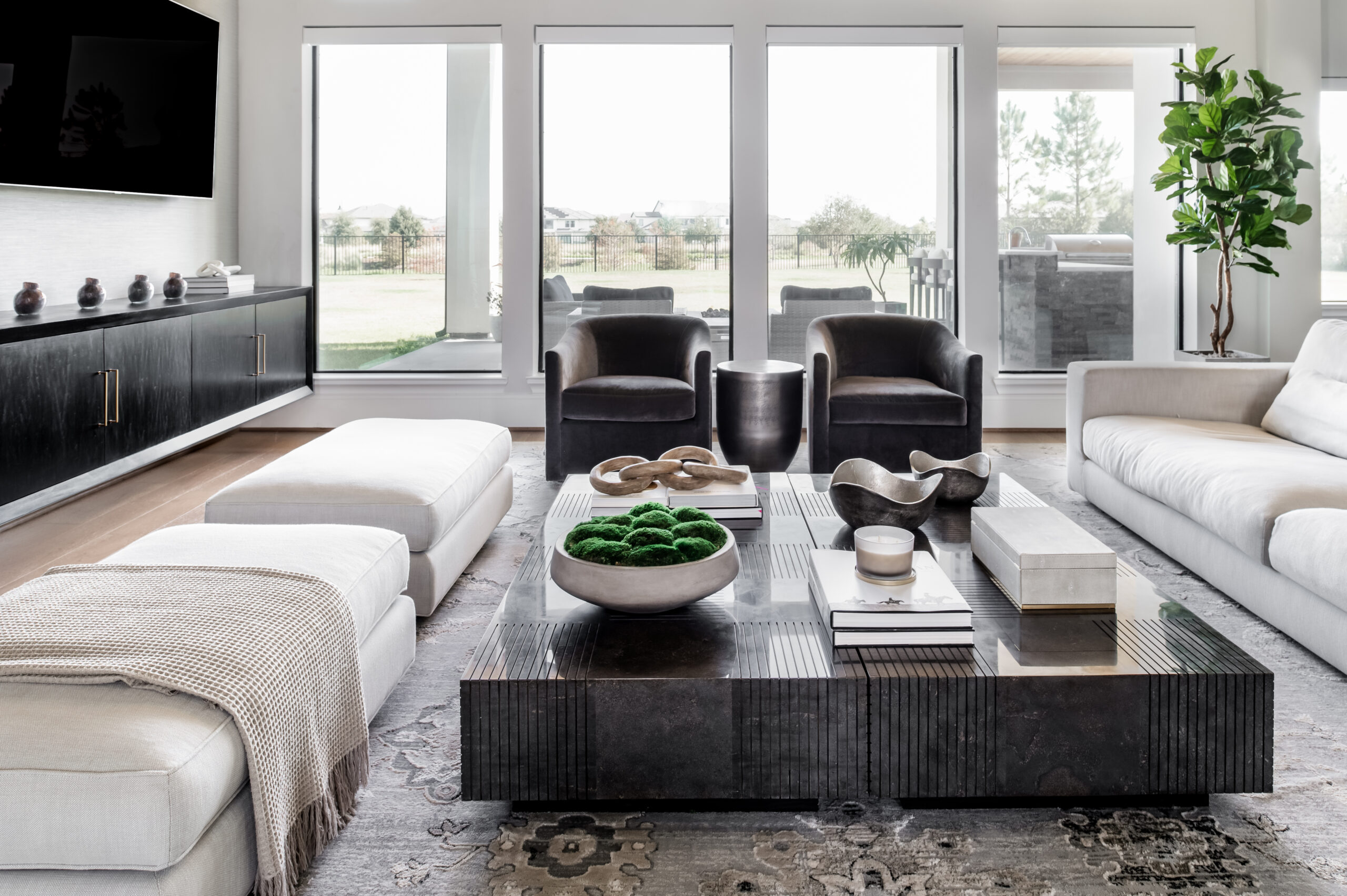 Living room interior design with modern interior design furniture and decor