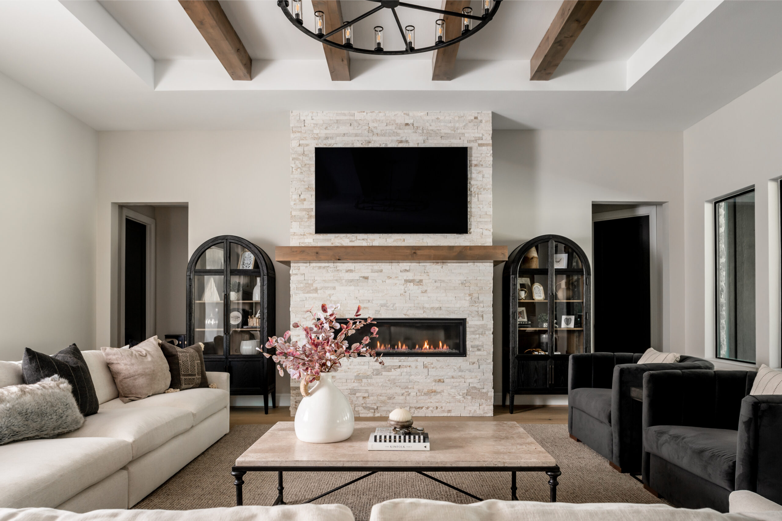 living room interior design with luxury furniture and decor