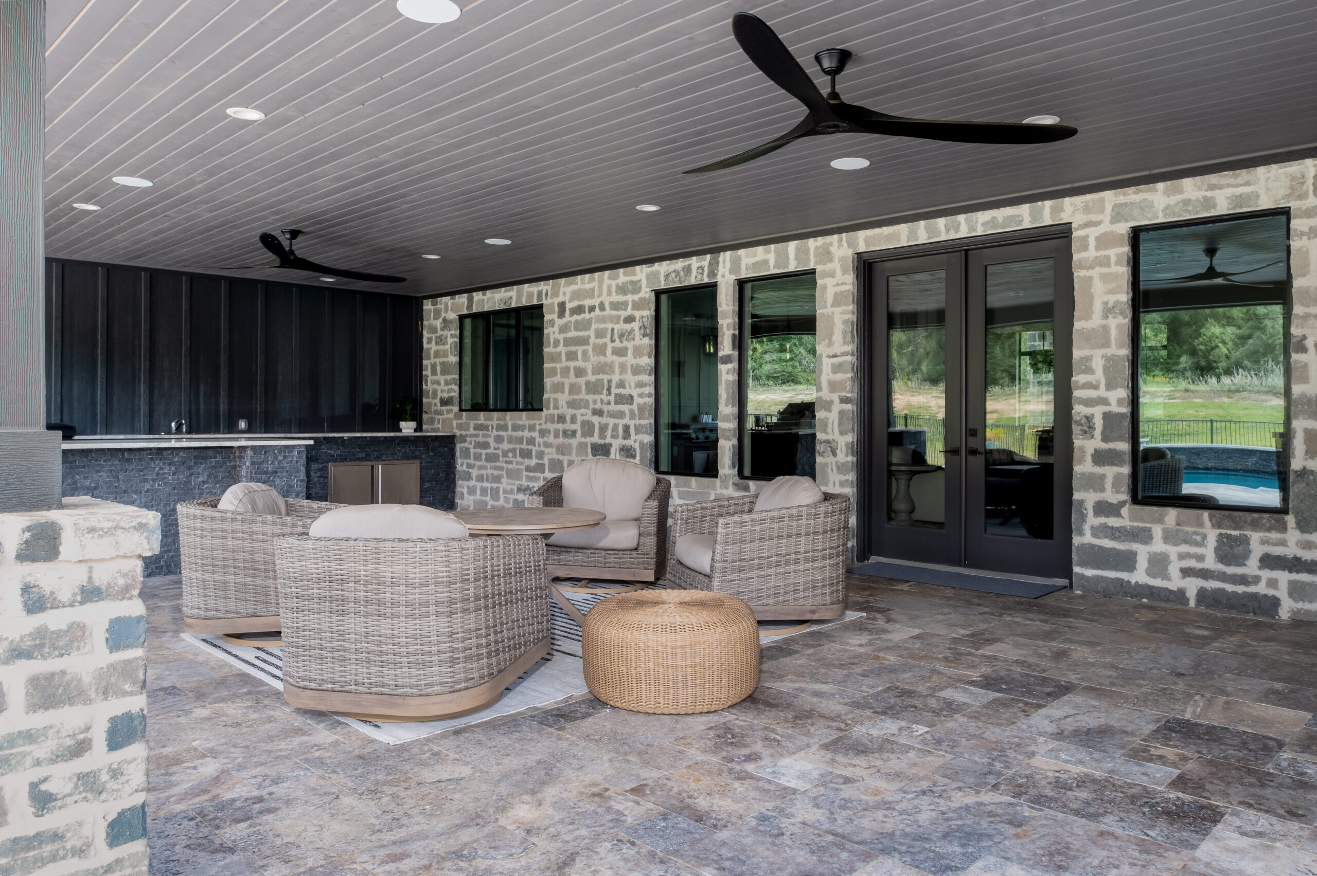 Custom home photography of a backyard patio