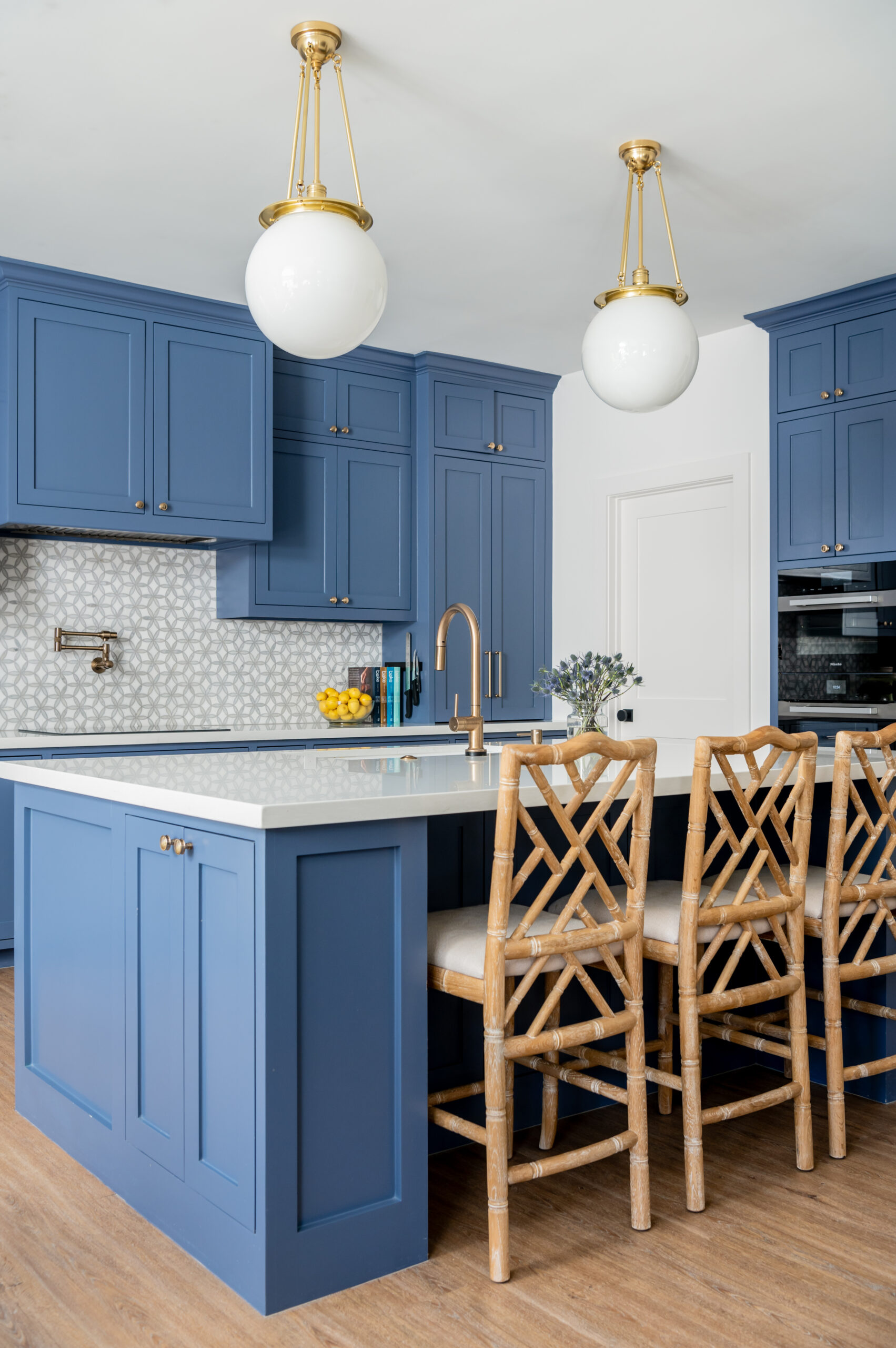 Beautiful bright and blue kitchen interior design for an interior photography shoot