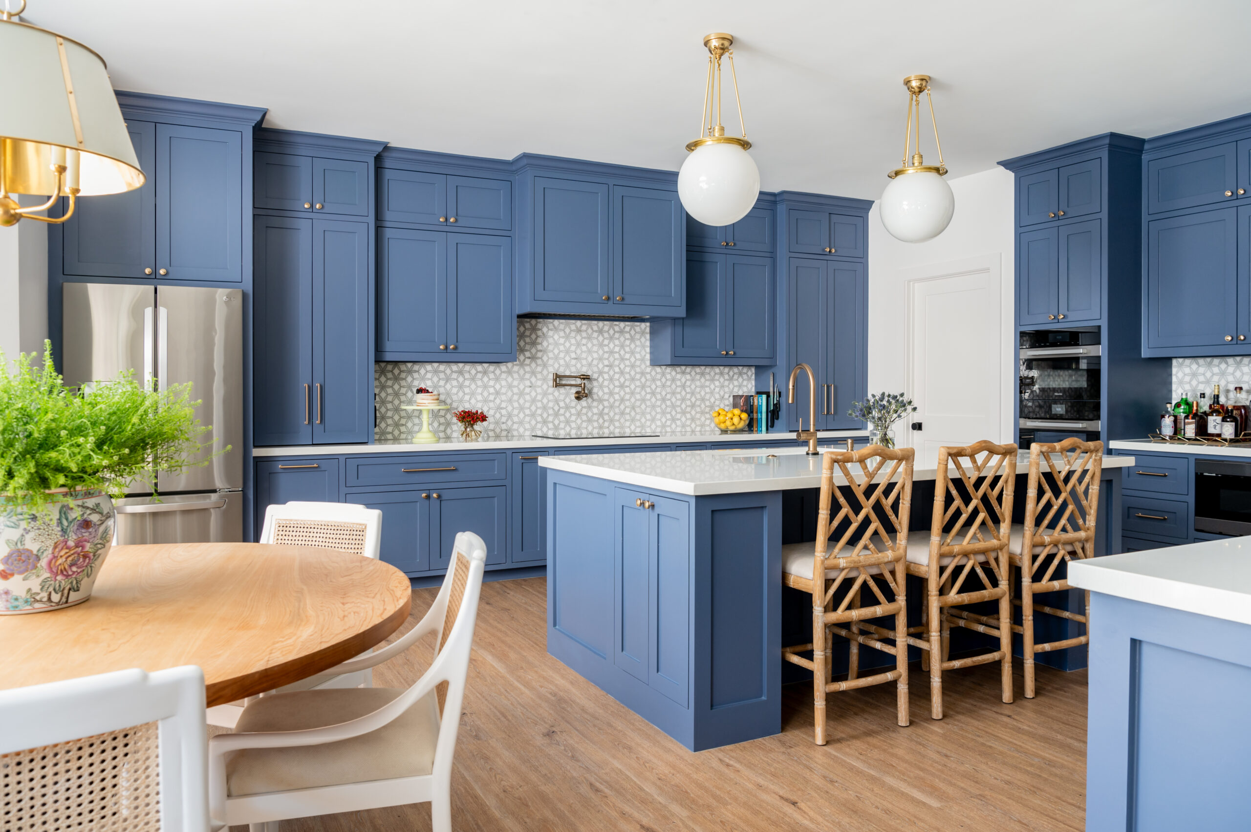 Beautiful bright and blue kitchen interior design for an interior photography shoot