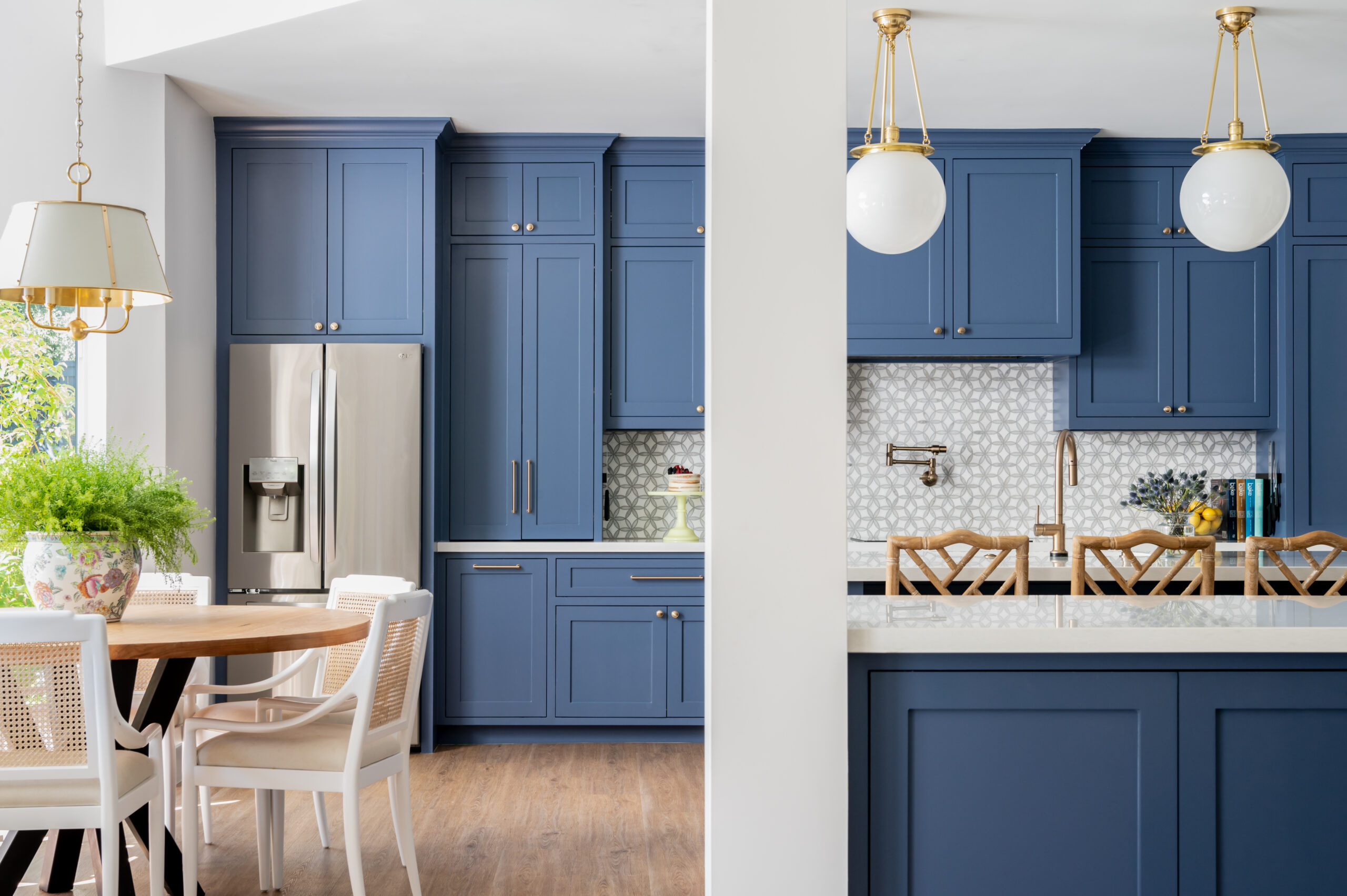 Beautiful bright and blue kitchen interior design for an interior photography shoot