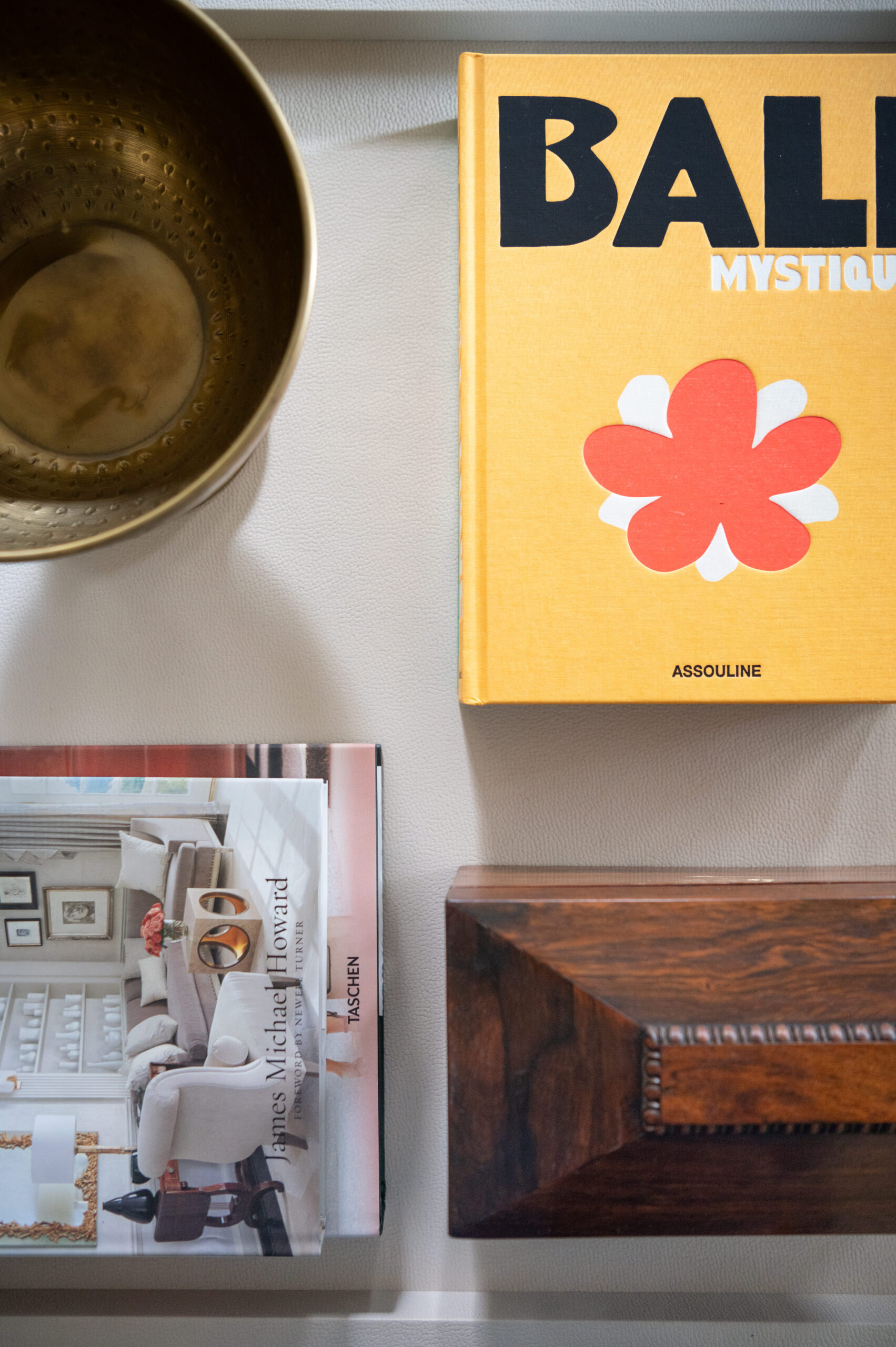 Living room decor; colorful book and magazines