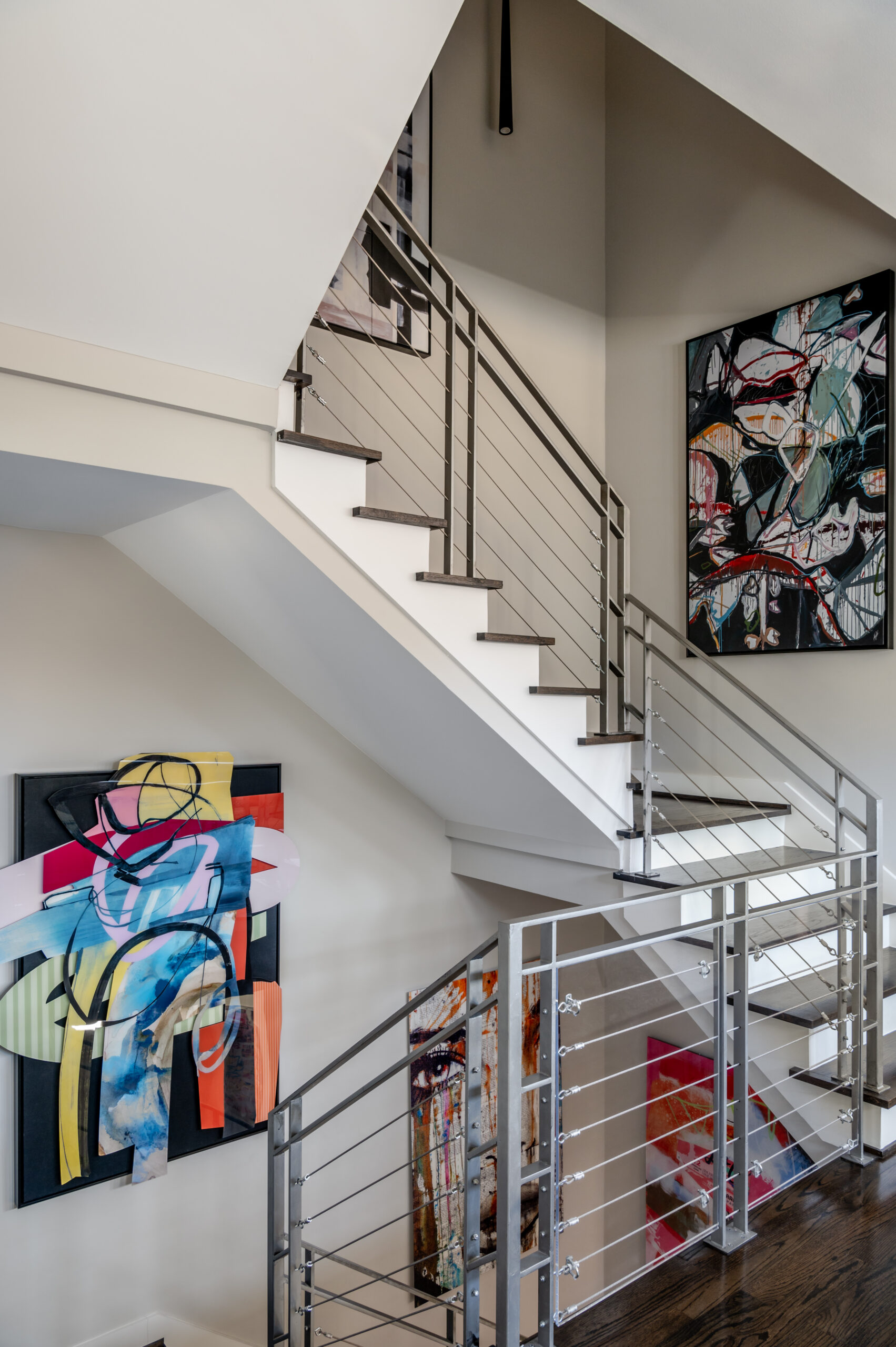 Stairway with funk wall art