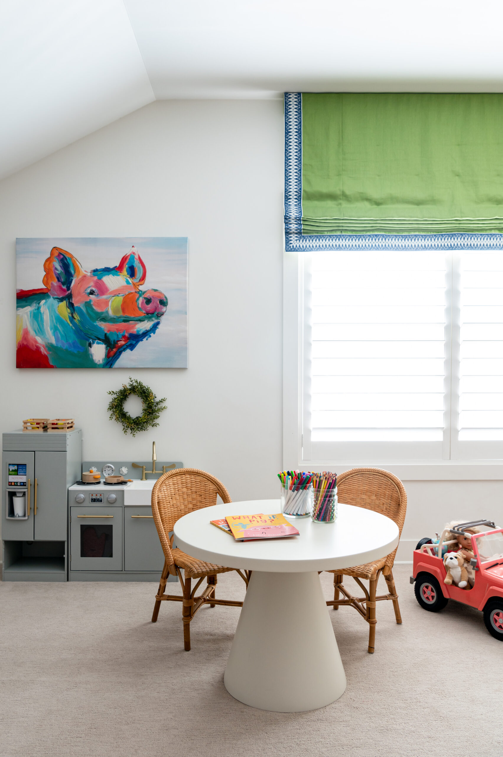 Little girls bedroom with colorful decor and furniture